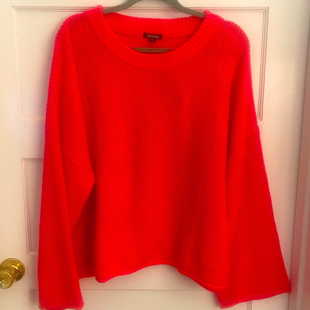 Hot Pink Crewneck Boxy Sweater- Size 4x